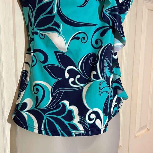 Vintage Jamaica Bay 1990s Ruffled Front Paisley Print Tankini Swim Top 8 - Picture 8 of 16